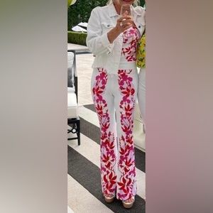 Cynthia Rowley White Jumpsuit with Pink and Red Floral Print